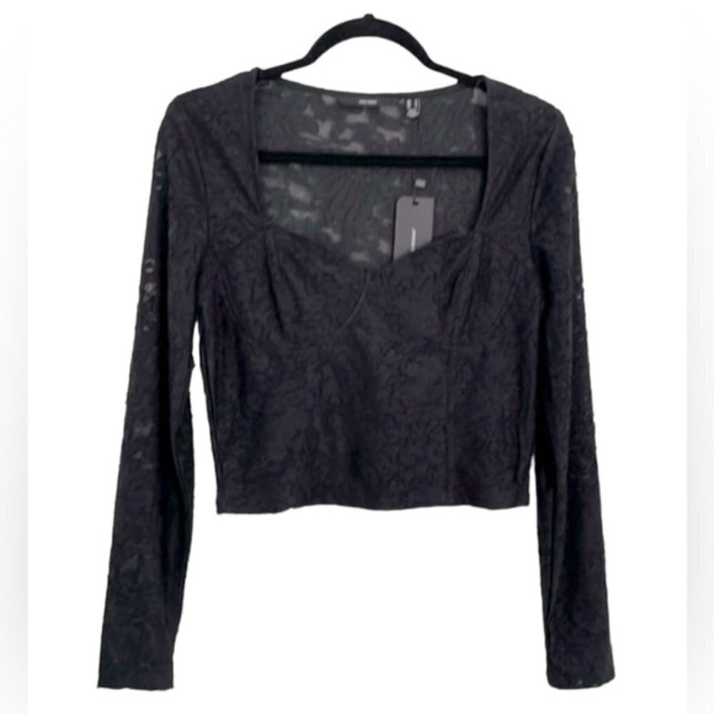 Vero Moda Black Lace Long Sleeve Top NWT